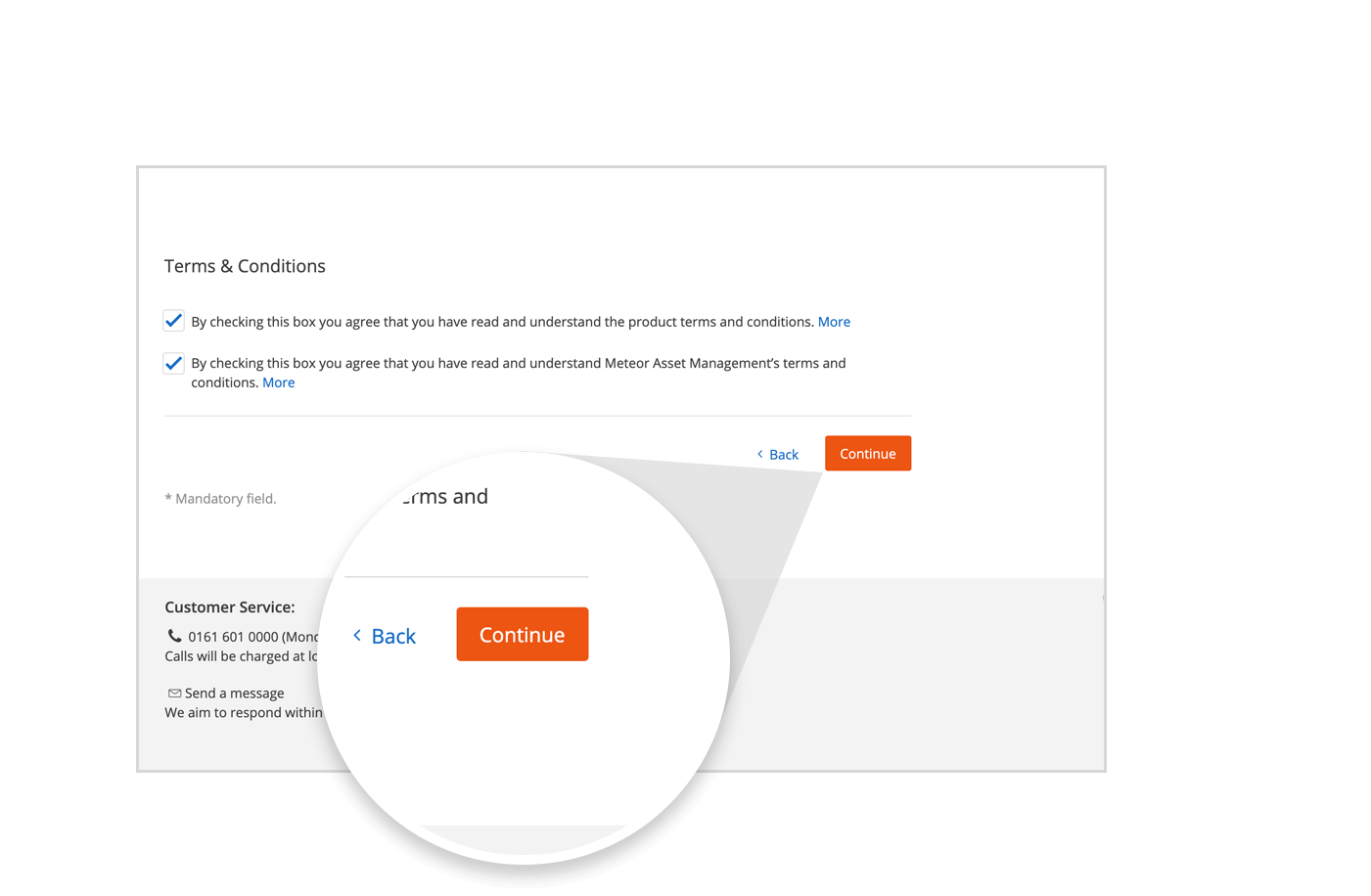 Confirm that you have read the terms and conditions