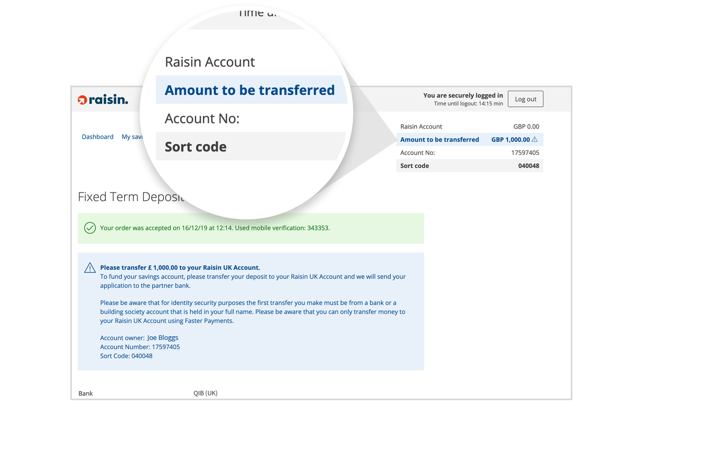 Transfer your full deposit