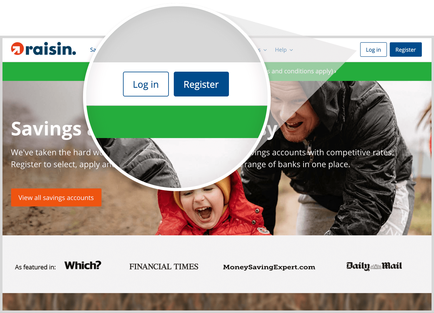 Register for a Raisin UK Account and log in
