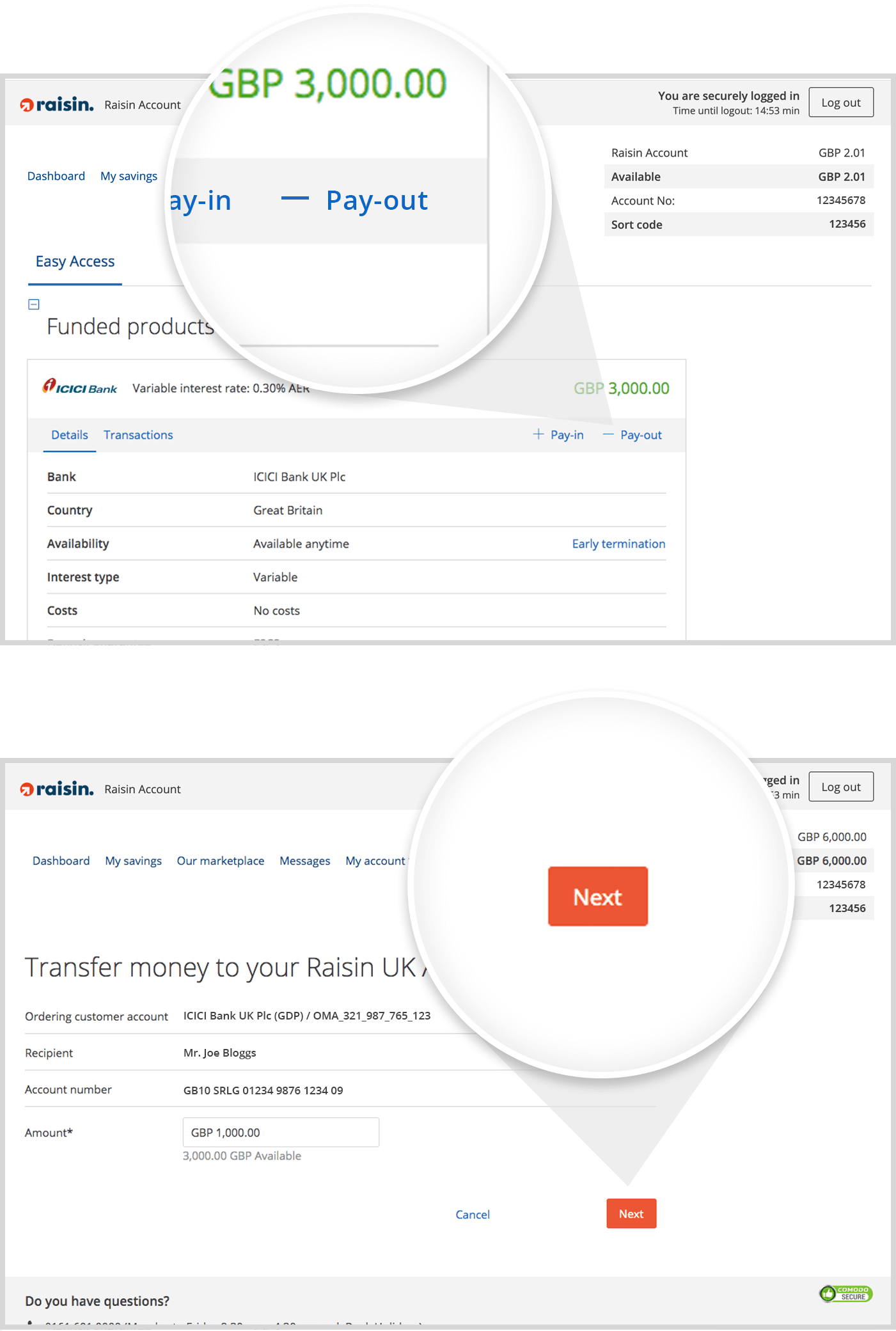 Withdraw from your easy access account