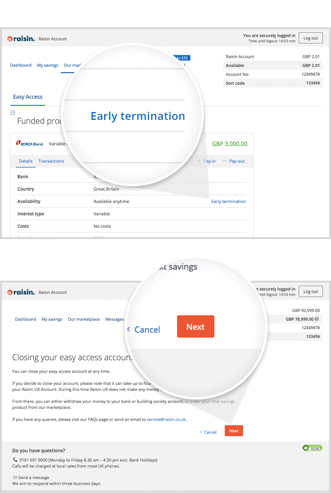 Closing your easy access account