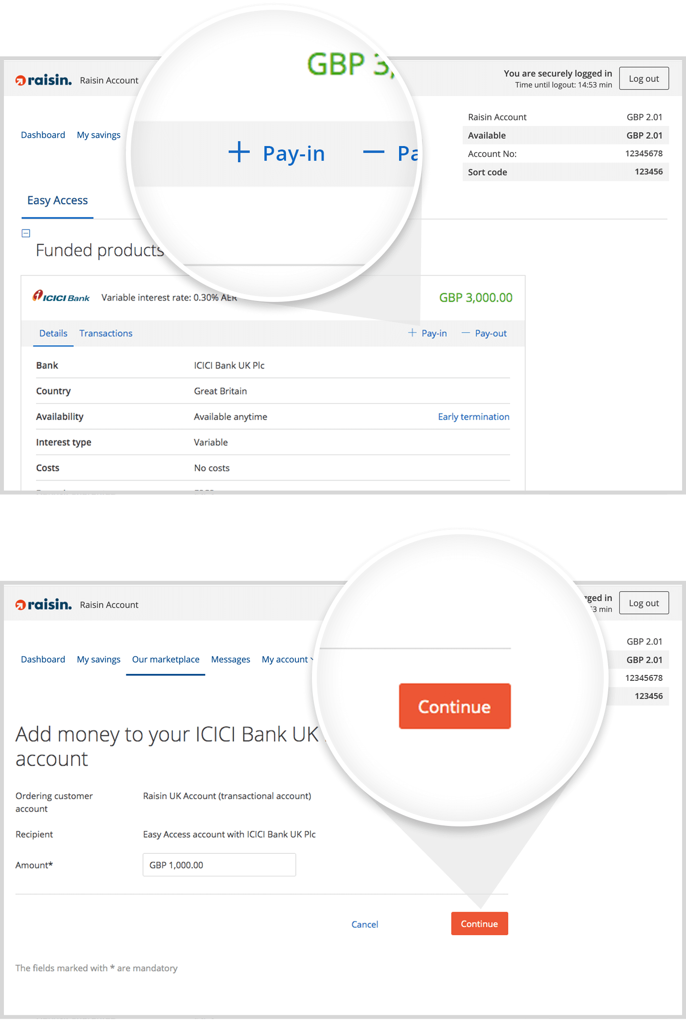 Top-up your easy access account