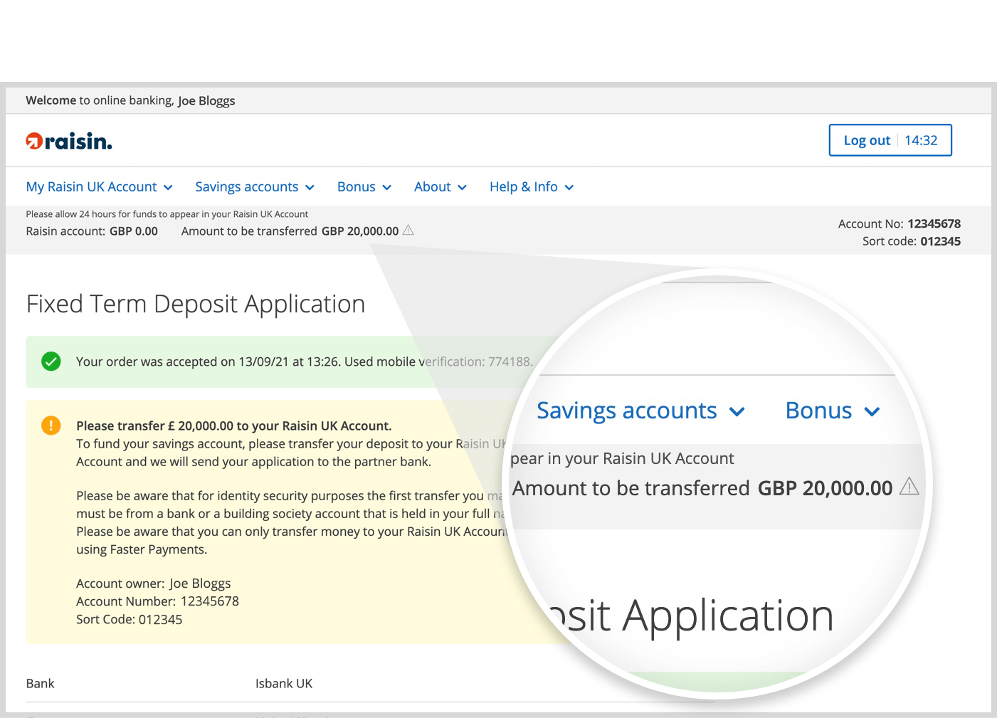 Transfer your full deposit amount