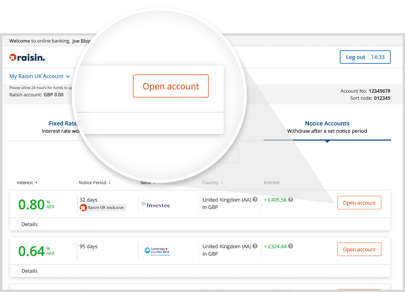 Open Notice account