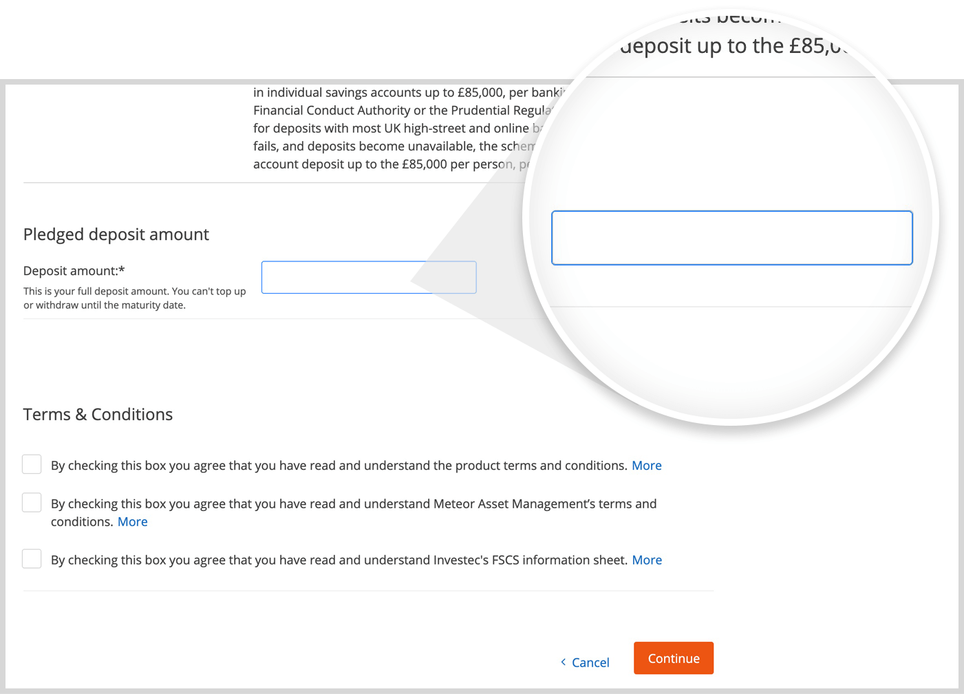 Enter deposit amount
