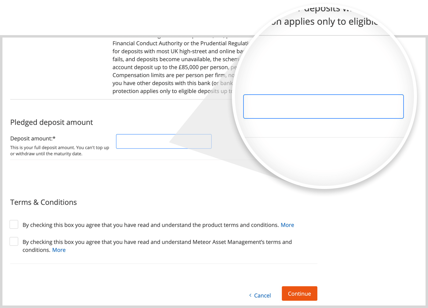 Enter full deposit amount