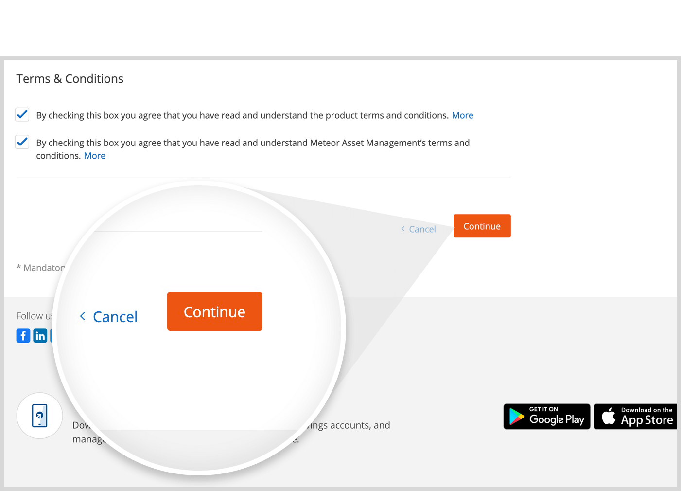 Confirm and continue